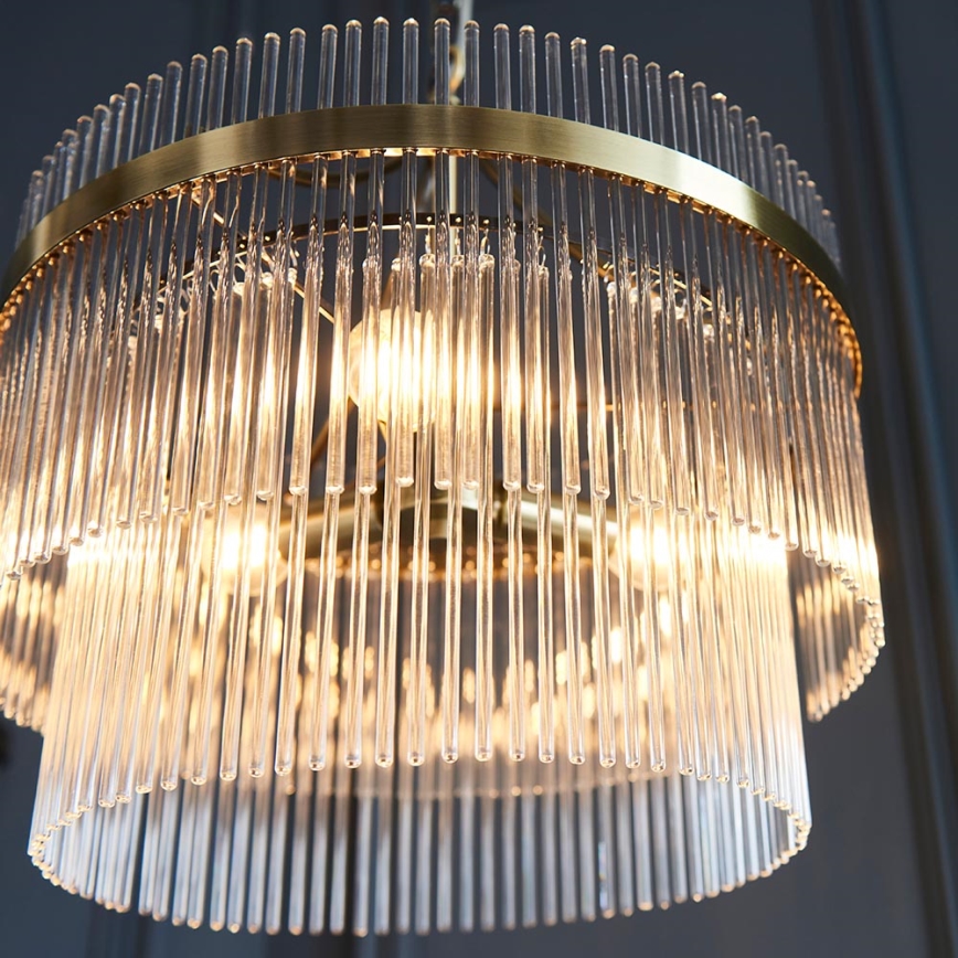 Endon 99167 - Κρεμαστό φωτιστικό οροφής MARIETTA 3xE14/7W/230V ορείχαλκος/διαφανές
