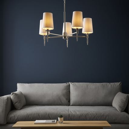 Endon 99457 - Κρεμαστό φωτιστικό με αλυσίδα 5xE14/6W/230V γυαλιστερό χρώμιο/λευκό