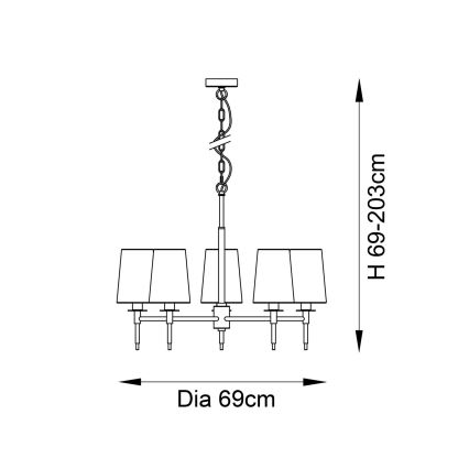 Endon 99457 - Κρεμαστό φωτιστικό με αλυσίδα 5xE14/6W/230V γυαλιστερό χρώμιο/λευκό