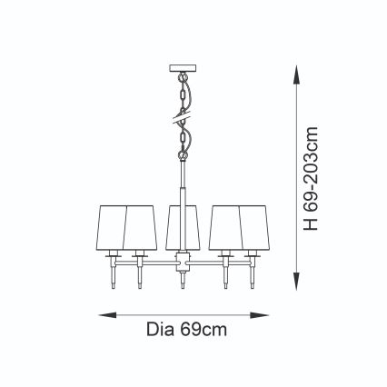 Endon 99458 - Πολυέλαιος με αλυσίδα 5xE14/6W/230V χρυσό/λευκό