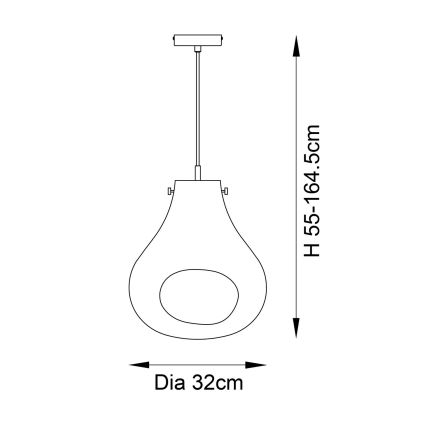 Endon 99788 - Κρεμαστό φωτιστικό με καλώδιο EUROPA 1xE27/10W/230V σε καπνιστό μαύρο