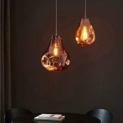 Endon 99790 - Κρεμαστό φωτιστικό με καλώδιο EUROPA 1xE27/10W/230V καπνιστό καφέ