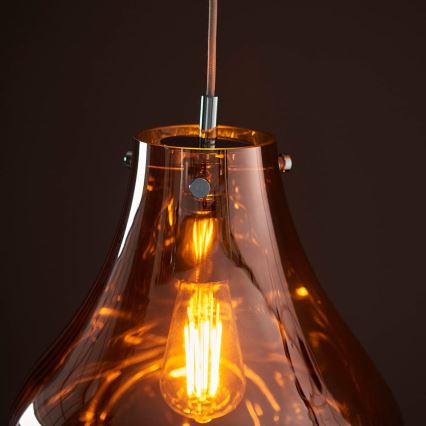 Endon 99790 - Κρεμαστό φωτιστικό με καλώδιο EUROPA 1xE27/10W/230V καπνιστό καφέ