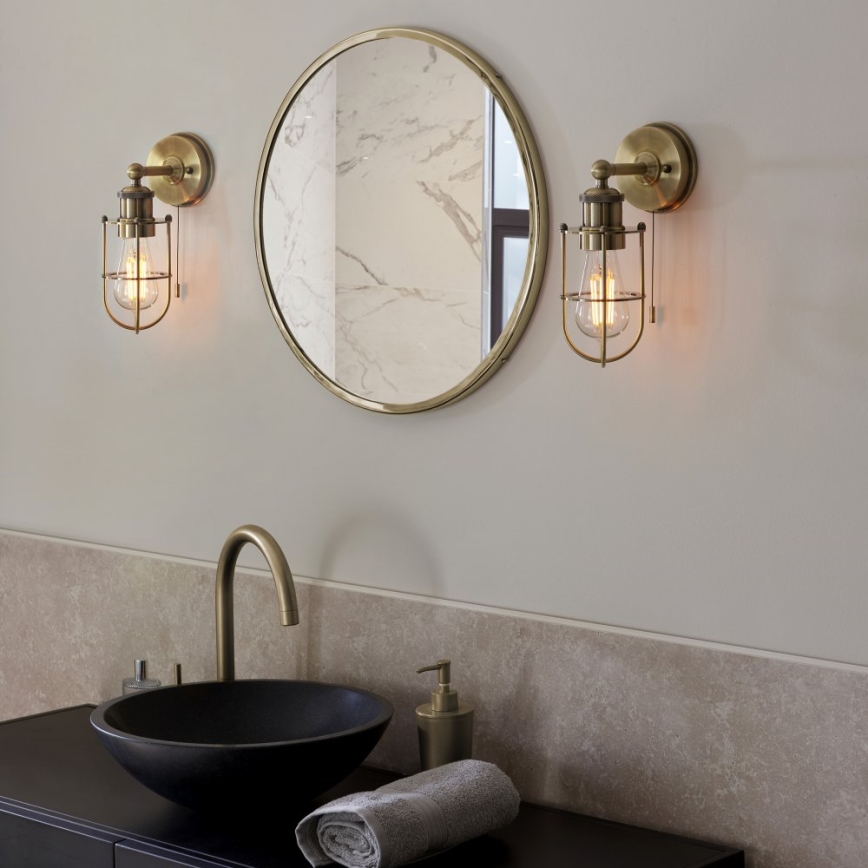 Endon 99952 - Επιτοίχιο φωτιστικό μπάνιου CREW 1xE27/6W/230V IP44 ορείχαλκος