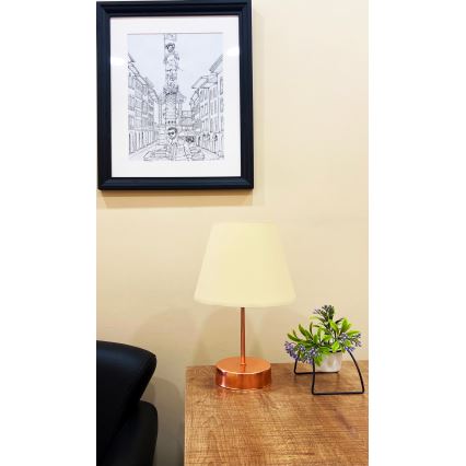 Eπιτραπέζια λάμπα 1xE27/60W/230V μπεζ/χαλκός