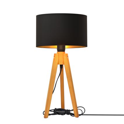 Eπιτραπέζια λάμπα ALBA 1xE27/15W/230V μαύρο/χρυσαφί/δρυς
