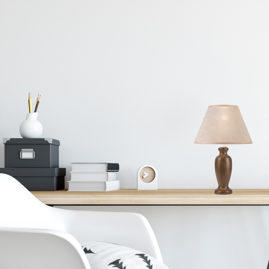 Eπιτραπέζια λάμπα AMFORA 1xE27/60W/230V σκούρο καφέ/οξιά