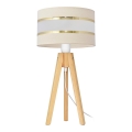 Eπιτραπέζια λάμπα HELEN 1xE27/15W/230V κρεμ/χρυσαφί/πεύκο