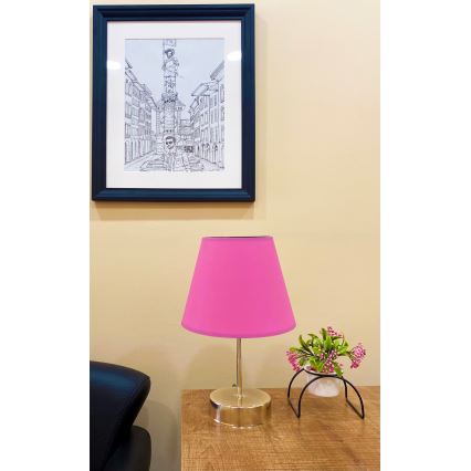 Eπιτραπέζιο φωτιστικό 1xE27/60W/230V ροζ/γυαλιστερό χρώμιο