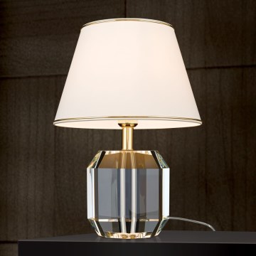 Eπιτραπέζιο φωτιστικό ALEXIS 1xE27/60W/230V κρεμ/χρυσό/διαφανές