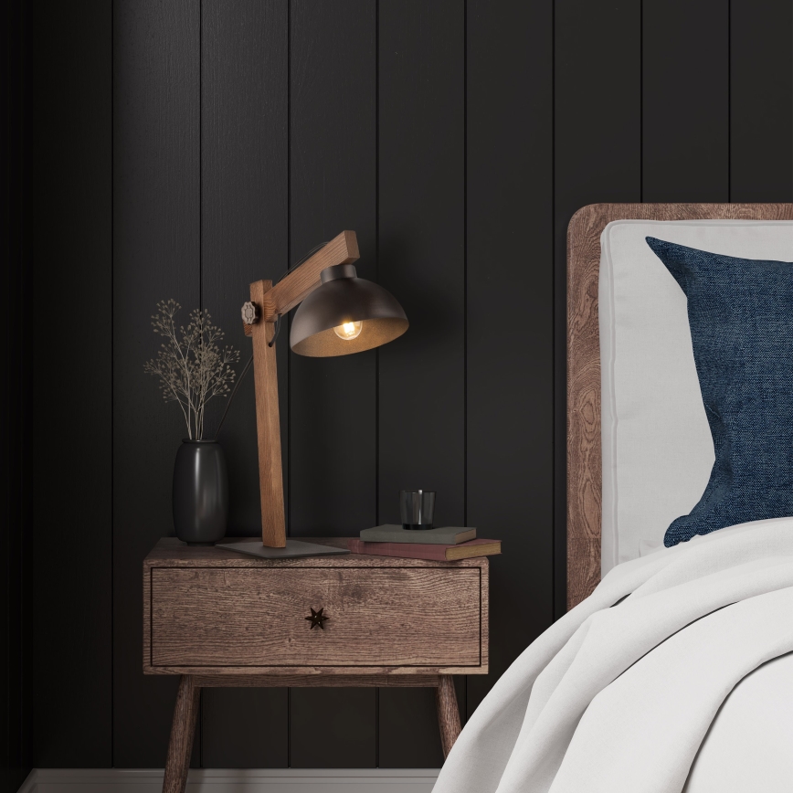 Eπιτραπέζιο φωτιστικό OSLO 1xE27/15W/230V καρυδιά/καφέ