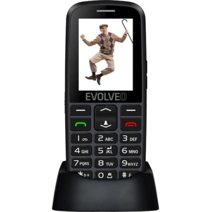Evolveo - EasyPhone EG, 4G κινητό τηλέφωνο για ηλικιωμένους, μαύρο