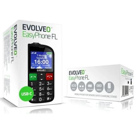 Evolveo - EasyPhone FL, κινητό τηλέφωνο για ηλικιωμένους, μαύρο