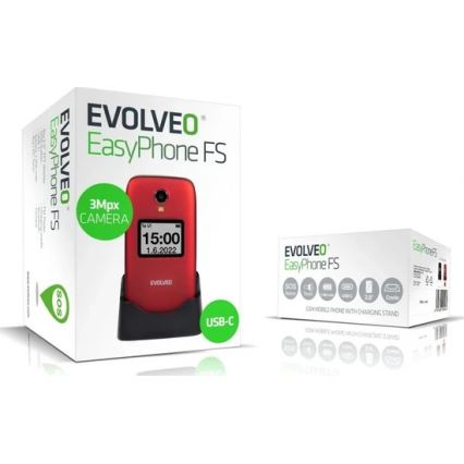 Evolveo - EasyPhone FS αναδιπλούμενο κινητό τηλέφωνο για ηλικιωμένους 2.8 κόκκινο
