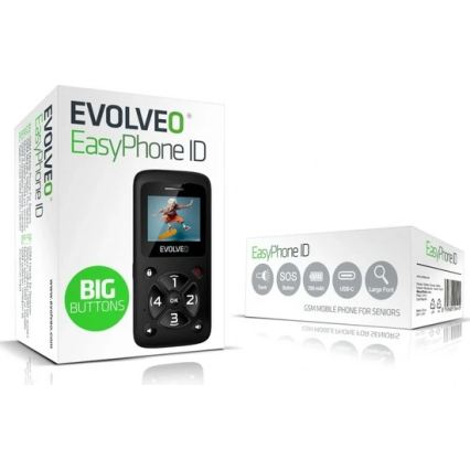 Evolveo - EasyPhone ID, κινητό τηλέφωνο για ηλικιωμένους, μαύρο