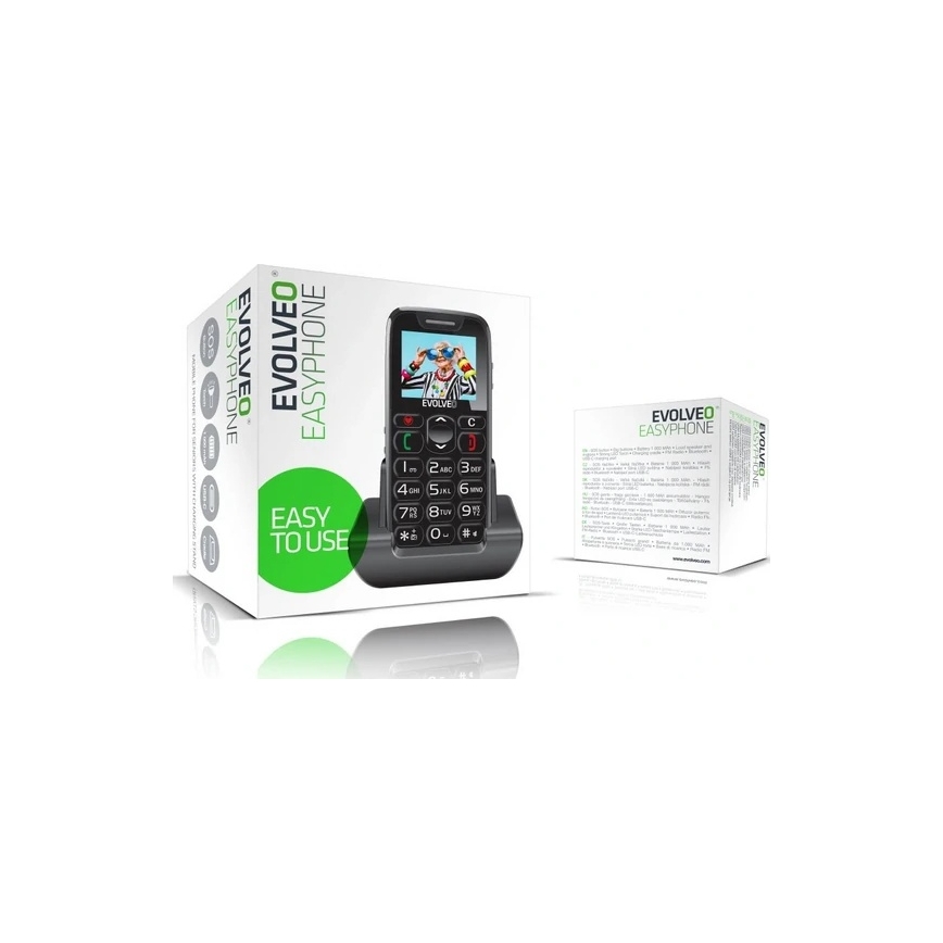 Evolveo - EasyPhone, κινητό τηλέφωνο για ηλικιωμένους, μαύρο