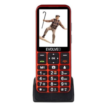 Evolveo - EasyPhone LT, 4G κινητό τηλέφωνο για ηλικιωμένους, κόκκινο