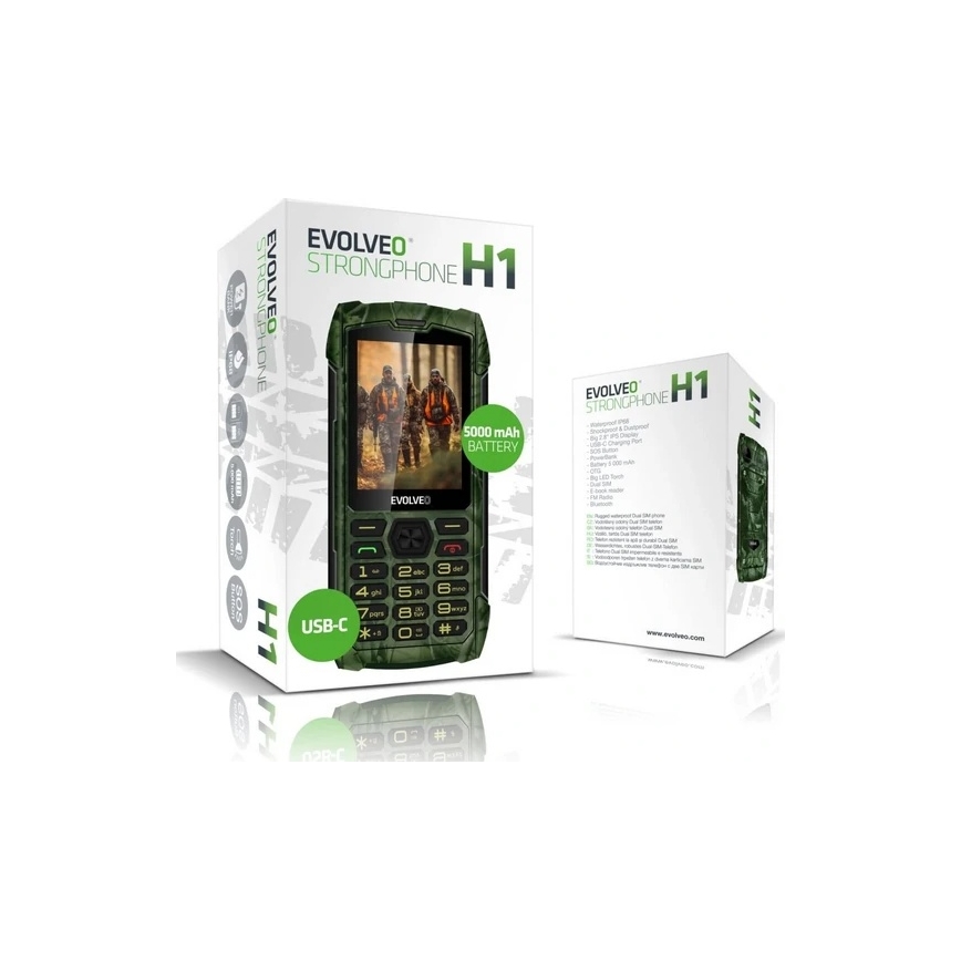 Evolveo - StrongPhone H1 αδιάβροχο Dual-SIM κινητό με κυνηγετικό καμουφλάζ