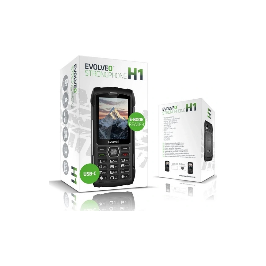 Evolveo - StrongPhone H1, αδιάβροχο Dual SIM τηλέφωνο μαύρο/ασημί