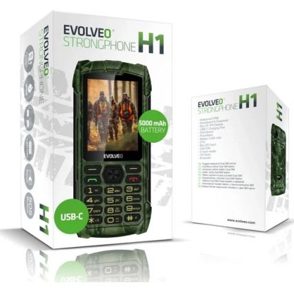 Evolveo - StrongPhone H1, αδιάβροχο τηλέφωνο Dual SIM με κυνηγετικό καμουφλάζ