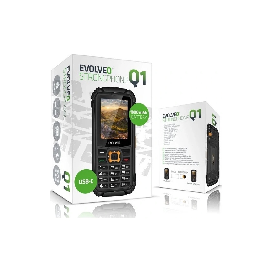 Evolveo - StrongPhone Q1 αδιάβροχο Dual SIM τηλέφωνο μαύρο/πορτοκαλί