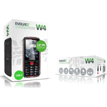 Evolveo - StrongPhone W4 αδιάβροχο κινητό Dual SIM, μαύρο/κόκκινο