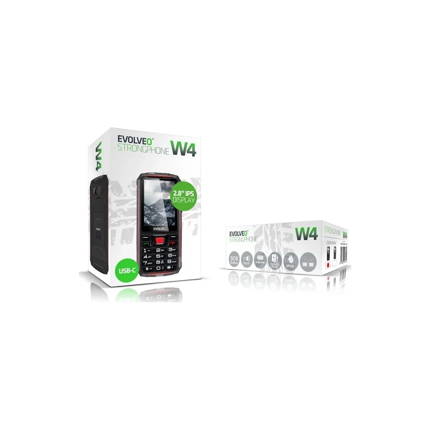 Evolveo - StrongPhone W4 αδιάβροχο κινητό Dual SIM, μαύρο/κόκκινο