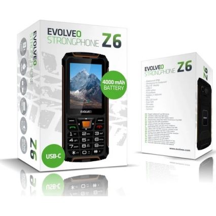 Evolveo - StrongPhone Z6, αδιάβροχο κινητό τηλέφωνο Dual SIM, μαύρο/πορτοκαλί