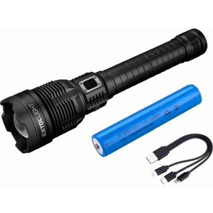 Extol - LED Dimming επαναφορτιζόμενο flashlight με ένα power bank LED/60W/10000 mAh 8000 lm IPX4 μαύρο