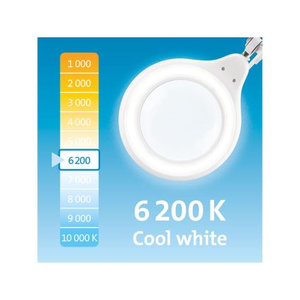 Extol - LED Ρυθμιζόμενη Επιτραπέζια Λάμπα με Μεγεθυντικό Φακό LED/10W/230V Λευκή