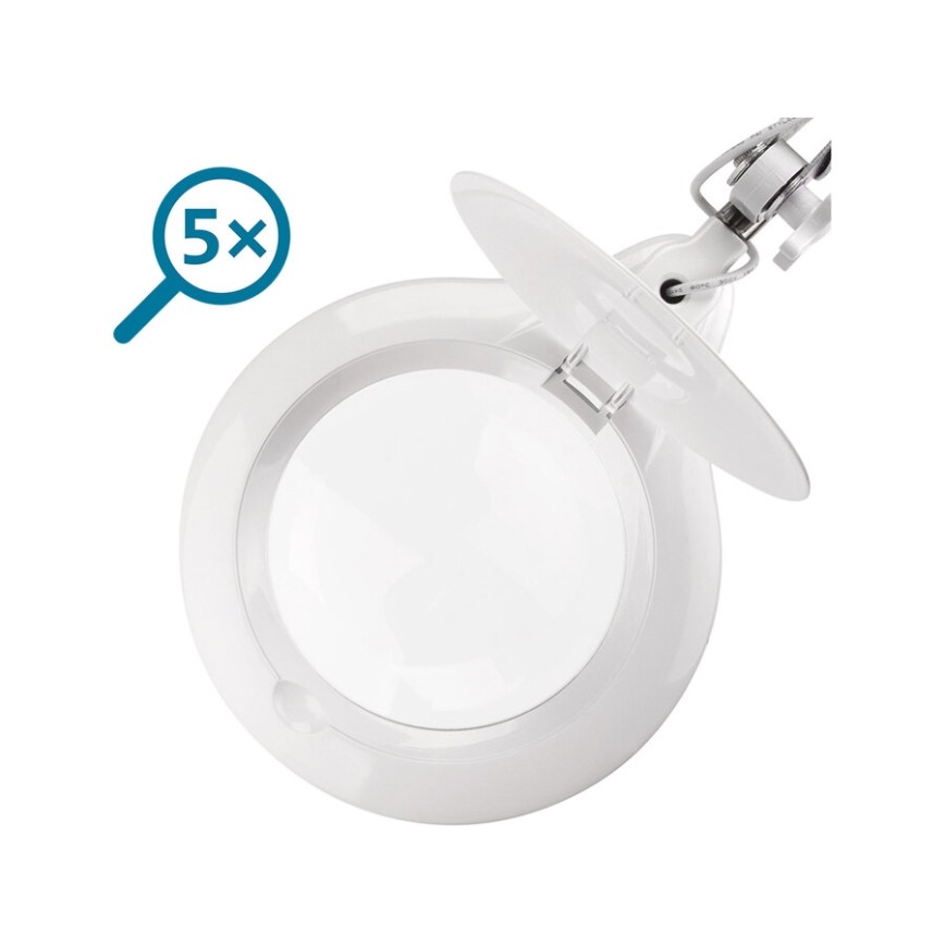 Extol - LED Ρυθμιζόμενη Επιτραπέζια Λάμπα με Μεγεθυντικό Φακό LED/10W/230V Λευκή