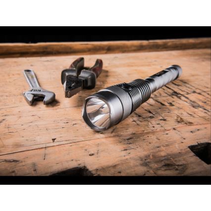 Extol - Επαναφορτιζόμενος LED φακός με ρύθμιση φωτεινότητας και powerbank LED/60W/10000 mAh 8000 lm IPX4 μαύρο