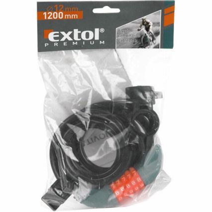 Extol Premium - Κλειδαριά ποδηλάτου με συρματόσχοινο 12x1200 mm και πενταψήφιο κωδικό