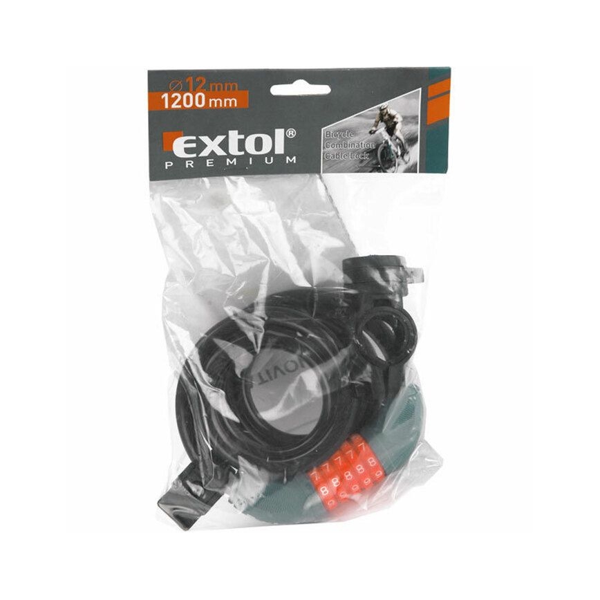 Extol Premium - Κλειδαριά ποδηλάτου με συρματόσχοινο 12x1200 mm και πενταψήφιο κωδικό