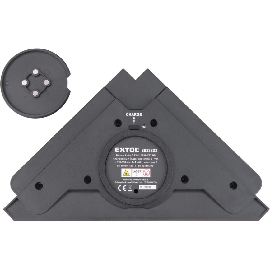 Extol Premium - Γωνιόμετρο λέιζερ 90° με ηλεκτρική βεντούζα 5V/1000 mAh
