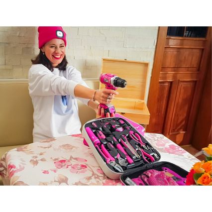 Extol - Επαναφορτιζόμενο δραπανοκατσάβιδο 1300 mAh 12V ροζ