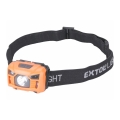Extol - Επαναφορτιζόμενος φακός κεφαλής με LED, αισθητήρα και κόκκινο LED φως/3W/1200 mAh/3,7V πορτοκαλί/μαύρο