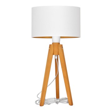 Eπιτραπέζια λάμπα ALBA 1xE27/15W/230V λευκό/χρυσαφί/δρυς