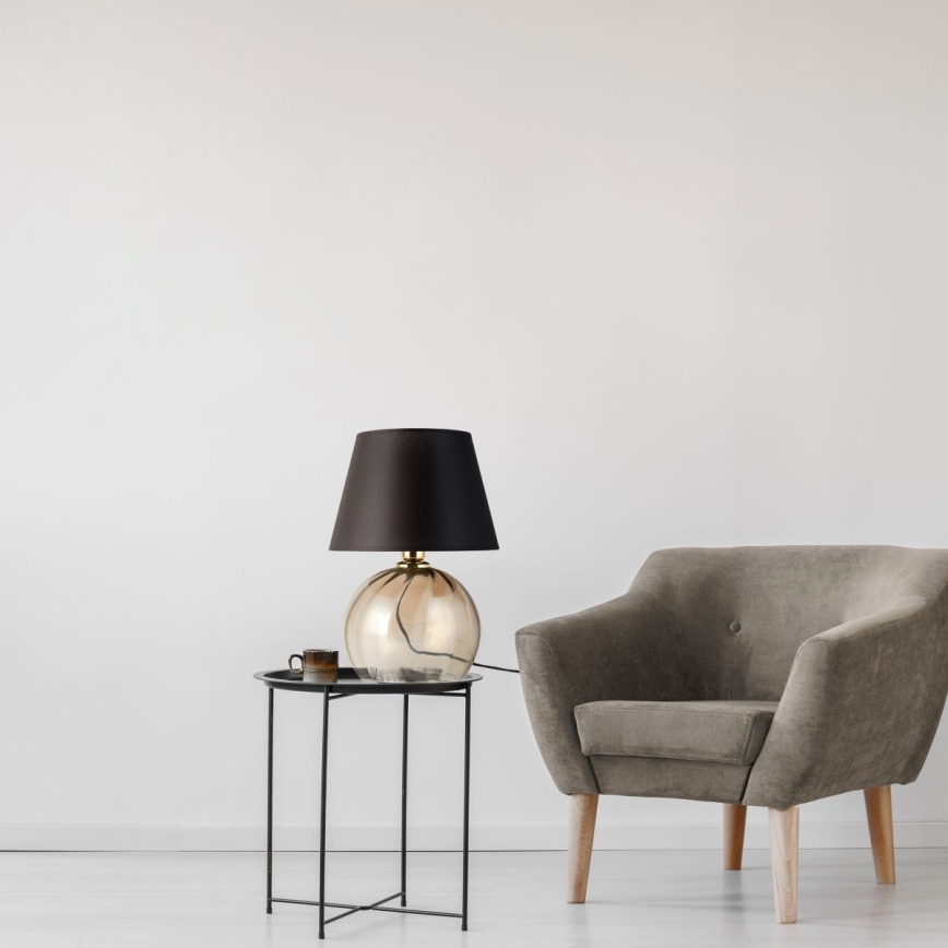 Eπιτραπέζια λάμπα AUREA 1xE27/15W/230V μαύρο/μπεζ