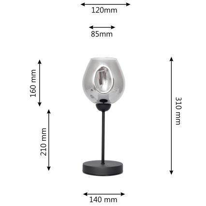Eπιτραπέζια λάμπα LILI 1xE27/15W/230V μαύρο/γκρι