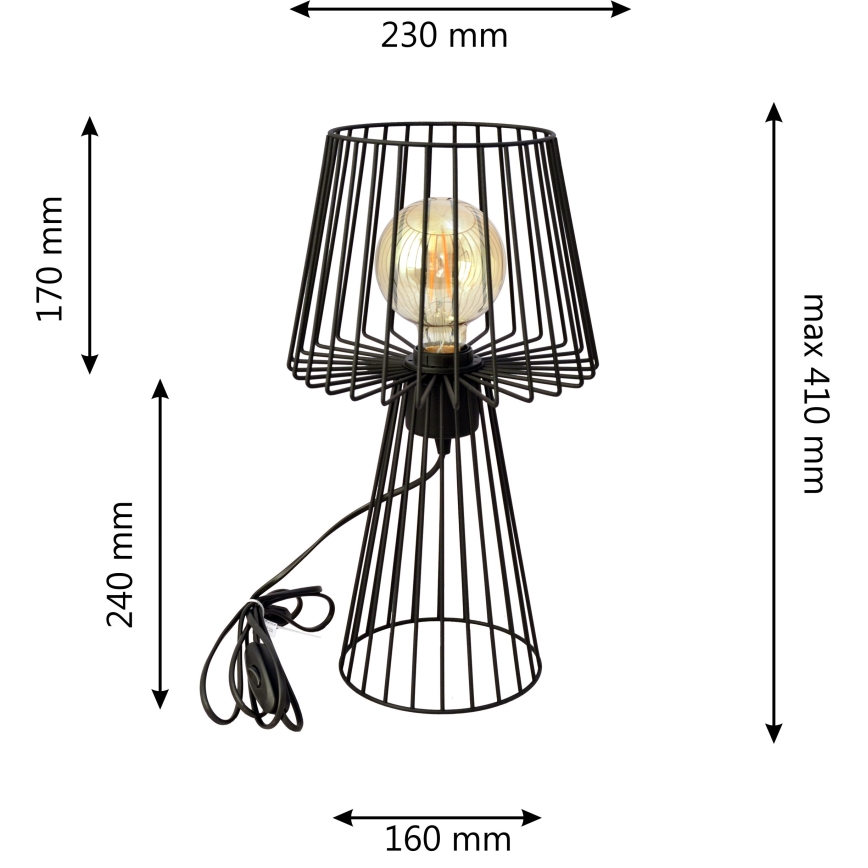 Eπιτραπέζια λάμπα TORRI 1xE27/15W/230V μαύρο