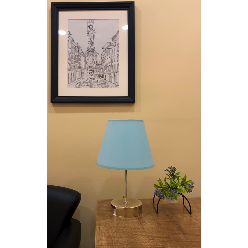 Eπιτραπέζιο φωτιστικό 1xE27/60W/230V μπλε/γυαλιστερό χρώμιο