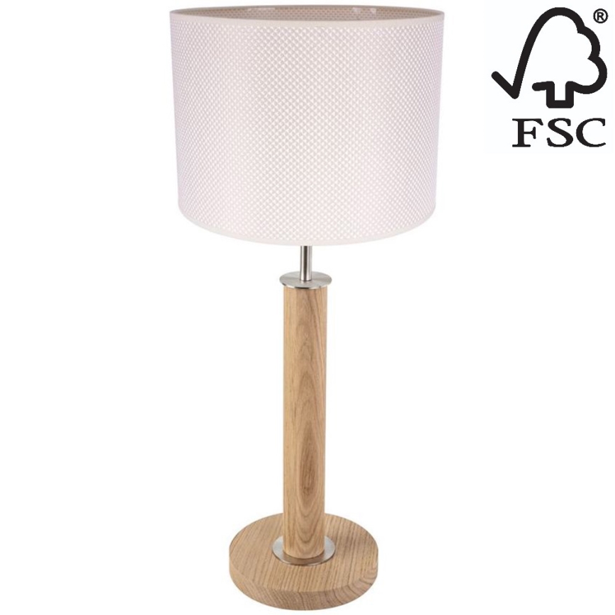 Eπιτραπέζιο φωτιστικό BENITA 1xE27/60W/230V 61 cm κρεμ/δρυς – FSC πιστοποιημένο