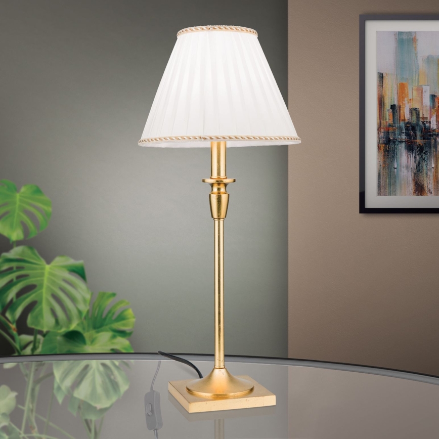 Eπιτραπέζιο φωτιστικό FONSA 1xE27/60W/230V 61 cm λευκό/χρυσό