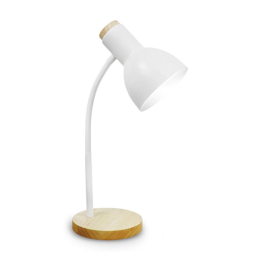 Eπιτραπέζιο φωτιστικό MARMA 1xE27/60W/230V λευκό/Καουτσουκόδεντρο
