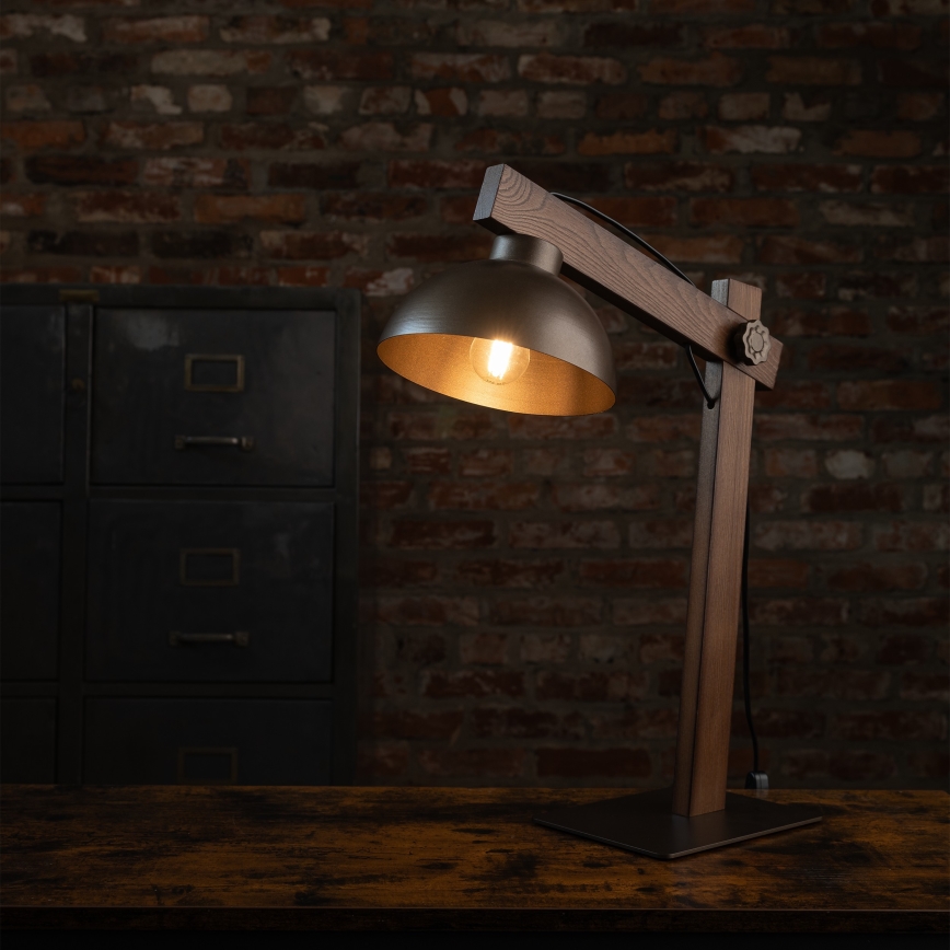 Eπιτραπέζιο φωτιστικό OSLO 1xE27/15W/230V καρυδιά/καφέ