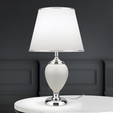 Eπιτραπέζιο φωτιστικό OVUM 1xE27/40W/230V 48 cm ceramics λευκό/γυαλιστερό χρώμιο
