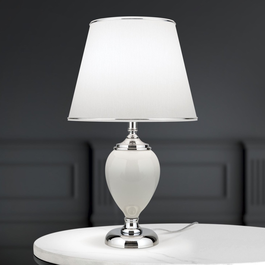 Eπιτραπέζιο φωτιστικό OVUM 1xE27/40W/230V 48 cm ceramics λευκό/γυαλιστερό χρώμιο