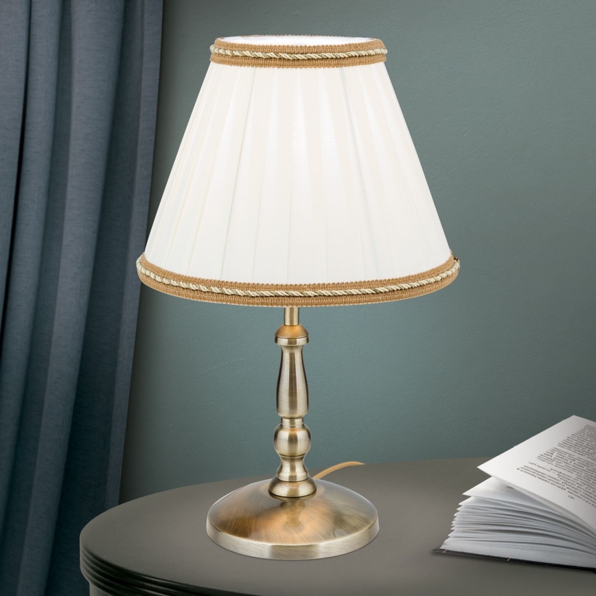 Eπιτραπέζιο φωτιστικό TONIA 1xE27/60W/230V διάμετρος 25 cm λευκό/μπρονζέ