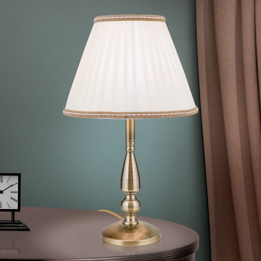 Eπιτραπέζιο φωτιστικό TONIA 1xE27/60W/230V διάμετρος 30 cm λευκό/μπρονζέ